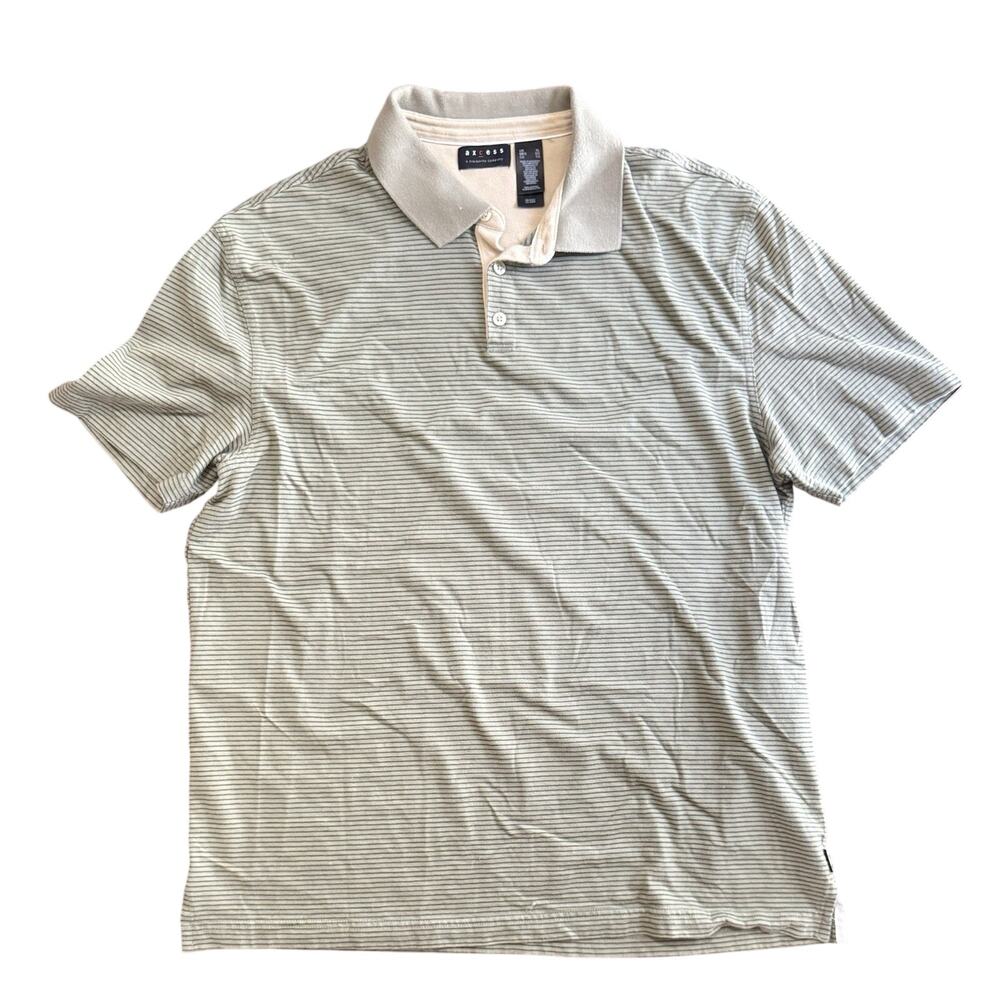 Axcess Claiborne Mens Green Size XL Short Sleeve Polo Shirt Striped